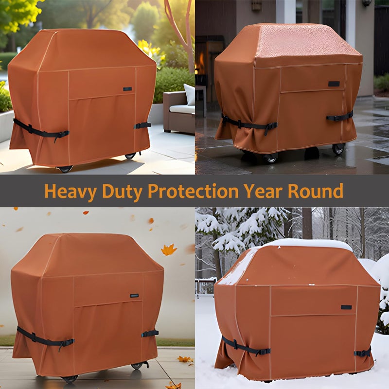 NettyPro BBQ Grill Cover 52 inch Heavy Duty Waterproof Outdoor 2-3 Burners Gas Grill Cover for Outside Weber, Char-Broil, Brinkmann, Nexgrill Barbecue, Brown - Image 5